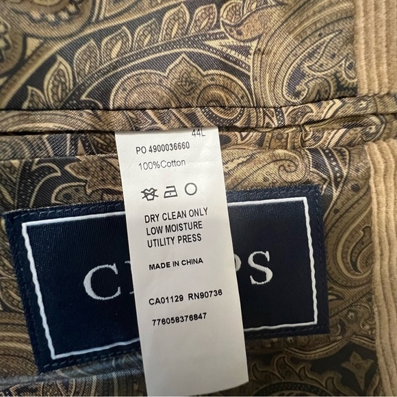 Nwt-Chaps Mens 44l Tan Corduroy Sport Coat Blazer - Picture 13 of 16